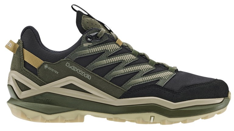 Lowa Wanderschuhe Maddox Pro Low GTX (Fast-Hiking, Textil/Synthetik, wasserdicht) schwarz/olive Herren