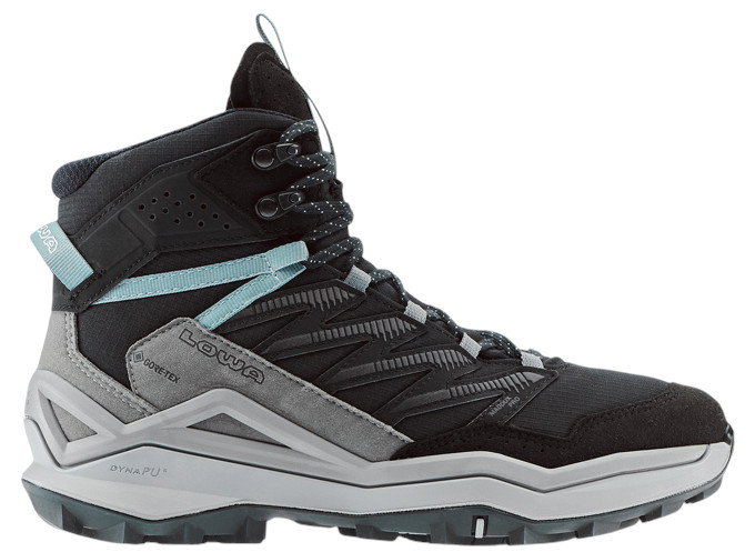 Lowa Wanderschuhe Maddox Mid GTX (All-Terrain, Textil/Synthetik, wasserdicht) schwarz/grau Damen