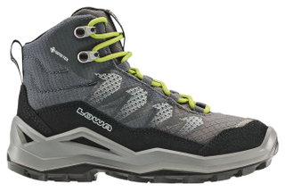 Lowa Wanderschuhe Maddox Pro Mid GTX Junior (Textil/Veloursleder, wasserdicht) schwarz/limone Kinder