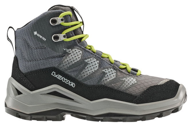 Lowa Wanderschuhe Maddox Pro Mid GTX Junior (Textil/Veloursleder, wasserdicht) schwarz/limone Kinder