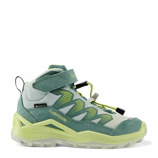 Lowa Wanderschuhe Maddox Pro Mid GTX Velcro Junior (Textil/Veloursleder, Klettverschluss, wasserdicht) rauchgrün/mintgrün Kinder