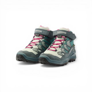 Lowa Wanderschuhe Maddox Pro Mid GTX Velcro Junior (Textil/Veloursleder, Klettverschluss, wasserdicht) petrol/pink Kinder