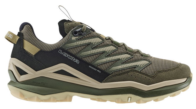 Lowa Wanderschuhe Maddox Pro Low (Fast-Hiking, Textil/Synthetik) schwarz/olive Herren