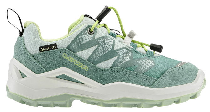 Lowa Wanderschuhe Maddox Pro Low GTX Junior (Textil/Veloursleder, wasserdicht) rauchgrün/mintgrün Kinder