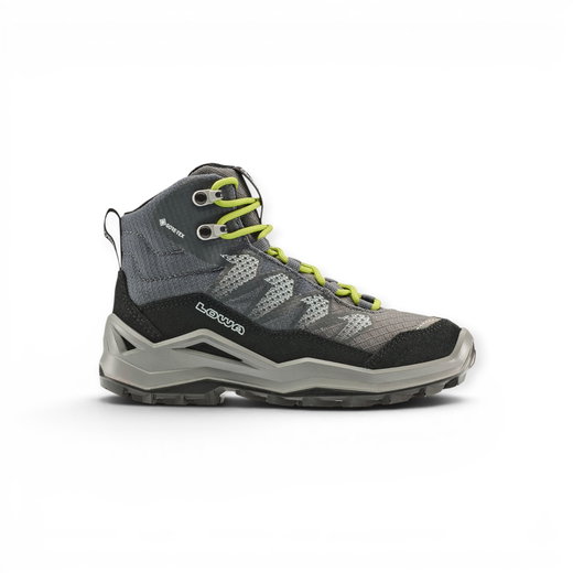 Lowa buty trekkingowe Maddox Pro Mid GTX Junior (tekstylia/zwierzęca skóra zamszowa, wodoodporne) czarne/limonkowe dla małych dzieci
