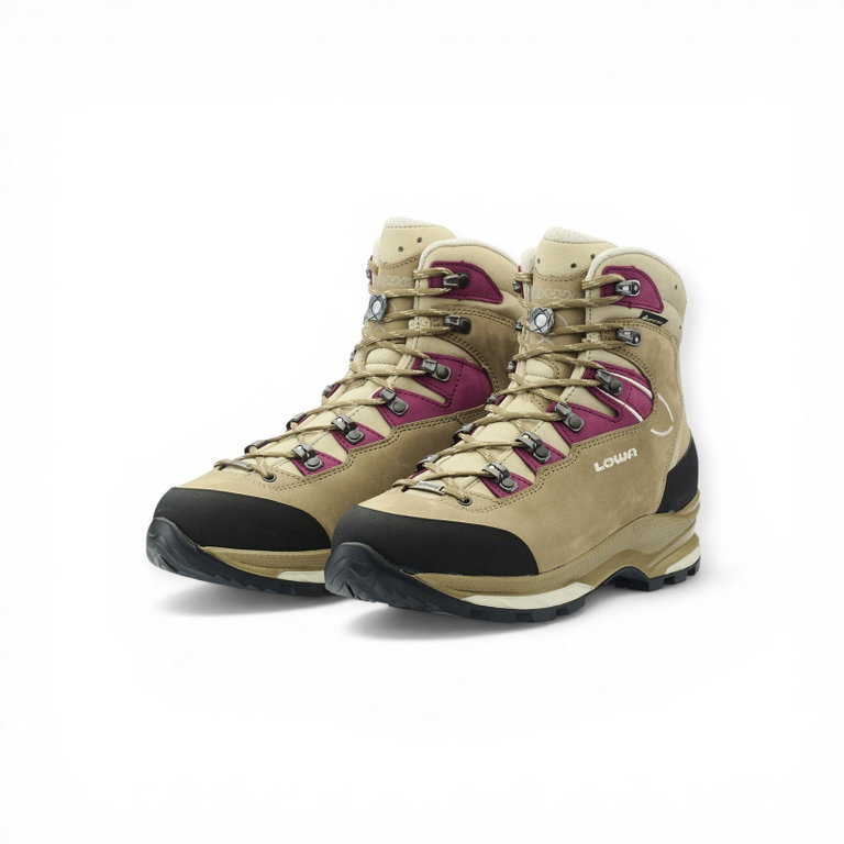 Lowa Wanderschuhe Mauria Evo GTX (Nubukleder) 2026 beige/bordeauxrot Damen
