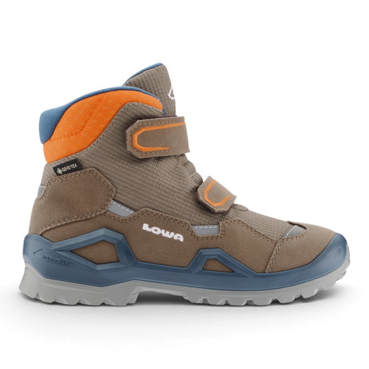 Lowa Winterschuhe Milo Evo GTX High (Klettverschluss, Textil/Synthetik, wasserdicht) 2026 braun/orange Kinder