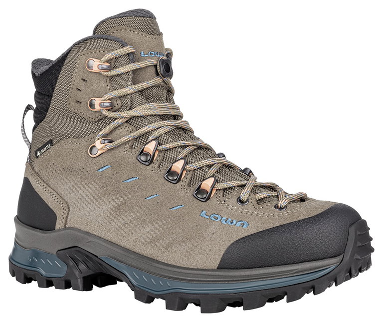 Lowa Wanderschuhe Randir Mid GTX (Trekking, Veloursleder, wasserdicht) steinbraun/petrol Damen