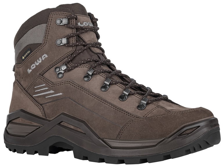 Lowa Wanderschuhe Renegade Evo Mid GTX (All-Terrain, Nubukleder, wasserdicht) espressobraun/seegras Herren