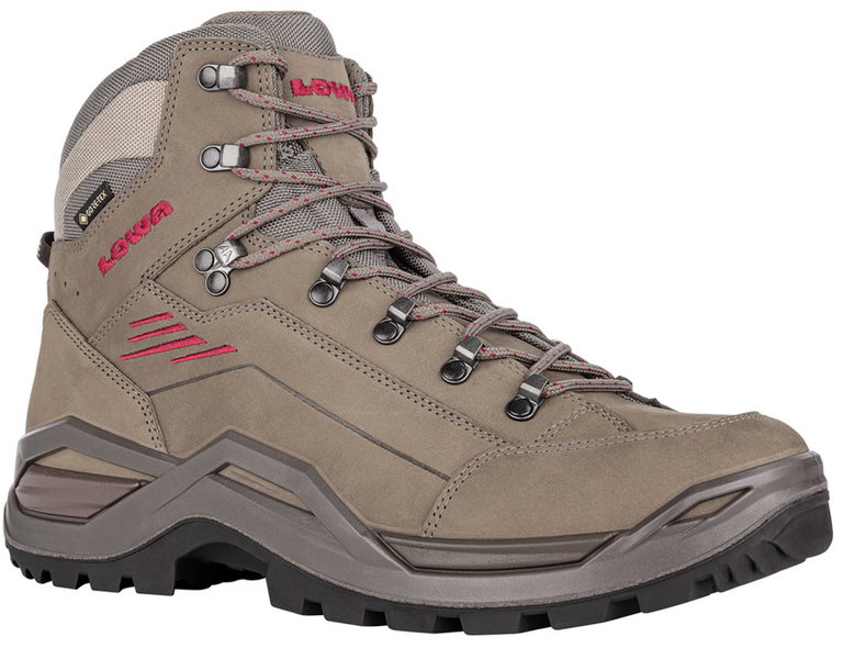 Lowa Wanderschuhe Renegade EVO Mid GTX (All-Terrain, Nubukleder, wasserdicht) steinbraun/rotholz Herren