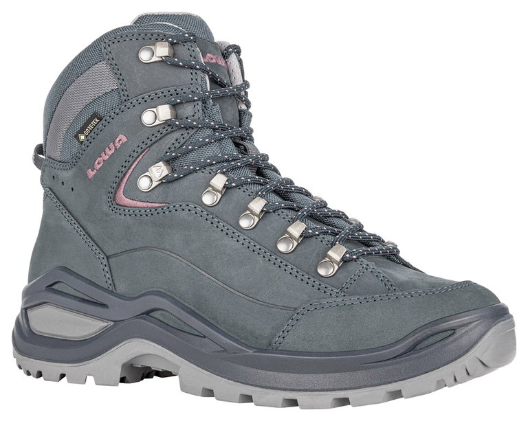 Lowa Wanderschuhe Renegade Evo Mid GTX (All-Terrain, Nubukleder, wasserdicht) stahlblau/altrosa Damen