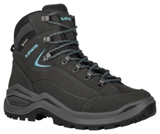 Lowa Wanderschuhe Renegade Evo Mid GTX (All-Terrain, Nubukleder, wasserdicht) asphaltgrau/türkis Damen