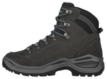 Lowa Wanderschuhe Renegade Evo Mid GTX (All-Terrain, Nubukleder, wasserdicht) asphaltgrau/türkis Damen