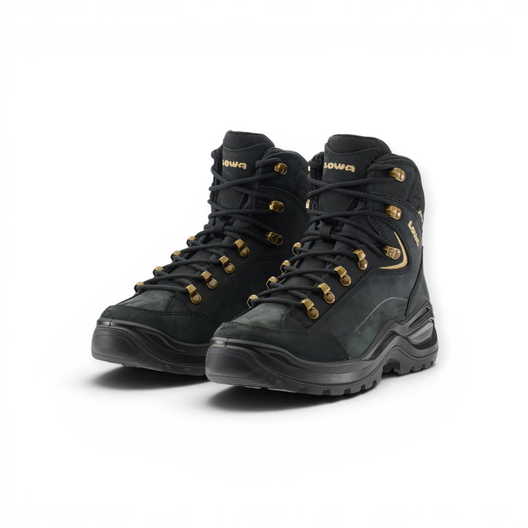Lowa Wanderschuhe Renegade Evo Mid GTX (All-Terrain, Nubukleder, wasserdicht) schwarz/champagner Damen