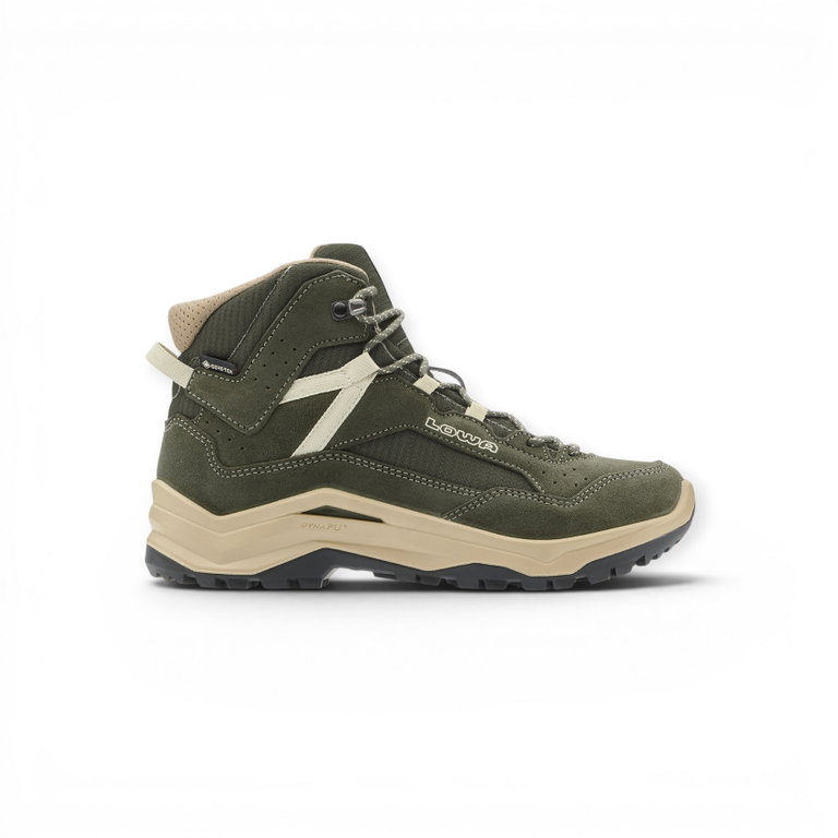 Lowa Wanderschuhe Ventierra QC GTX (Veloursleder/Textil, wasserdicht) olivgrün/beige Damen