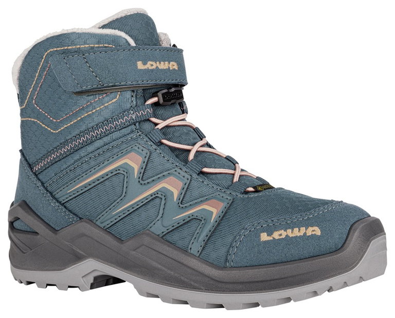 Lowa Winterschuhe Maddox Warm Mid GTX (Textil/Synthetik, wasserdicht) 2024 petrol/rosa Kinder