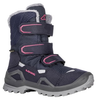 Lowa Winterschuhe Milo Evo GTX High (Textil/Synthetik, wasserdicht) navyblau/beere Kinder