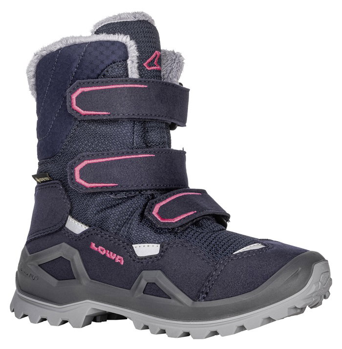 Lowa Winterschuhe Milo Evo GTX High (Textil/Synthetik, wasserdicht) navyblau/beere Kinder