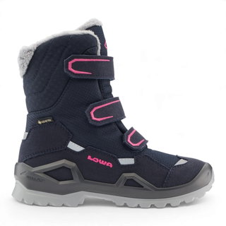 Lowa Winter Shoes Milo Evo GTX High (Velcro, Textile/Synthetic, waterproof) navy blue/berry girls