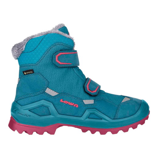 Lowa Winterschuhe Milo Evo GTX Mid (Klettverschluss, Textil/Synthetik, wasserdicht) türkis/fuchsia Kinder