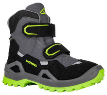 Lowa Winterschuhe Milo Evo Mid GTX (Textil/Synthetik, wasserdicht) limegrün/grau Kinder