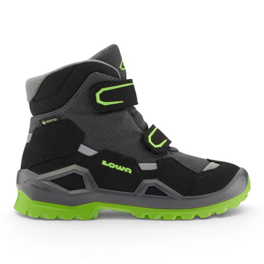 Lowa Winterschuhe Milo Evo Mid GTX (Textil/Synthetik, wasserdicht) limegrün/grau Kinder