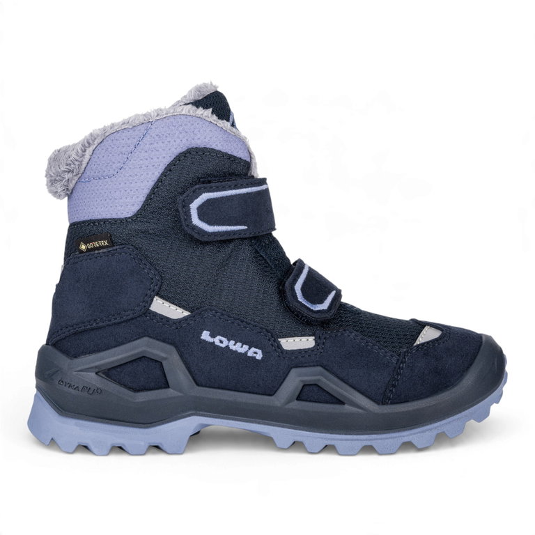 Lowa Winterschuhe Milo Evo Mid GTX (Textil/Synthetik, wasserdicht) navyblau/lavender Kinder