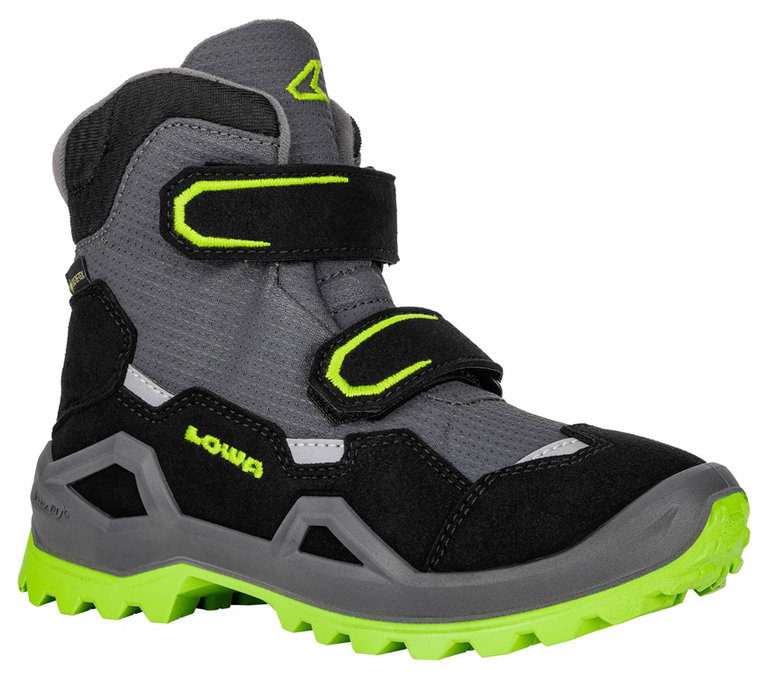 Lowa Winterschuhe Milo Evo Mid GTX (Textil/Synthetik, wasserdicht) limegrün/grau Kinder