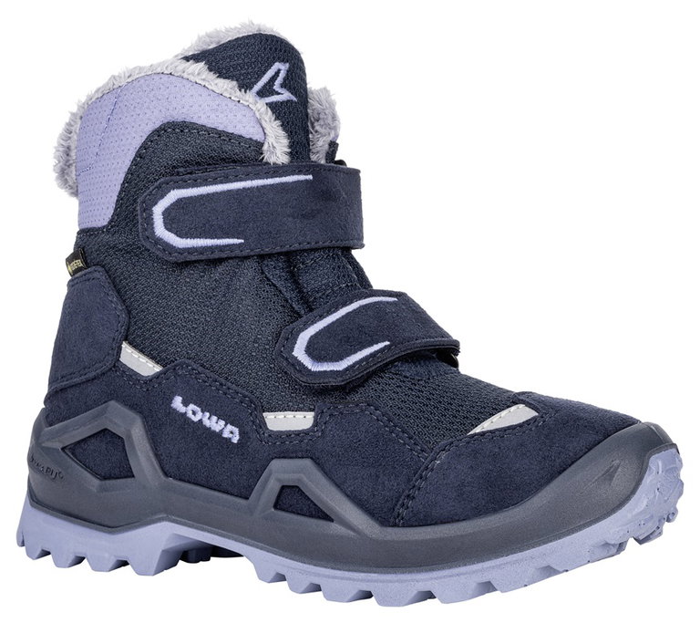 Lowa Winterschuhe Milo Evo Mid GTX (Textil/Synthetik, wasserdicht) navyblau/lavender Kinder
