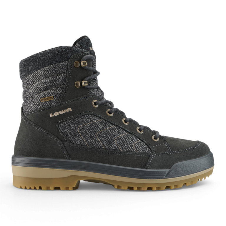 Lowa Winterstiefel Isarco GTX (Veloursleder/Textil, wasserdicht) anthrazitgrau/beige Herren