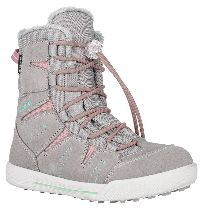 Lowa Winterstiefel Lucy GTX (Veloursleder/Textil, wasserdicht) 2024 grau/rosa Kinder