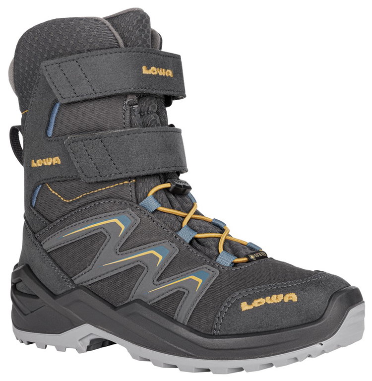 Lowa Winterstiefel Maddox Warm High GTX (Textil/Synthetik, wasserdicht) graphitegrau/stahlblau Kinder