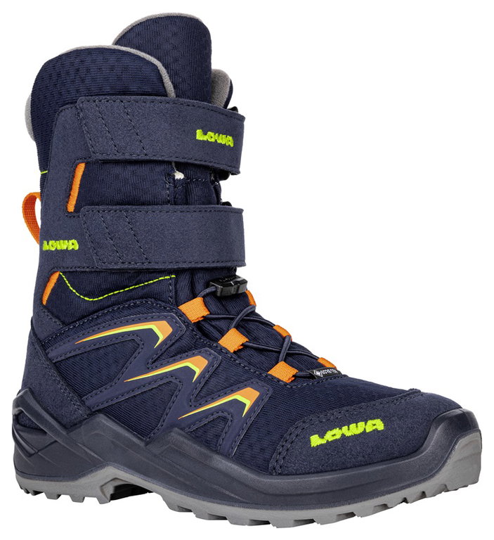 Lowa Winterstiefel Maddox Warm High GTX (Textil/Synthetik, wasserdicht) 2024 navyblau/orange Kleinkinder