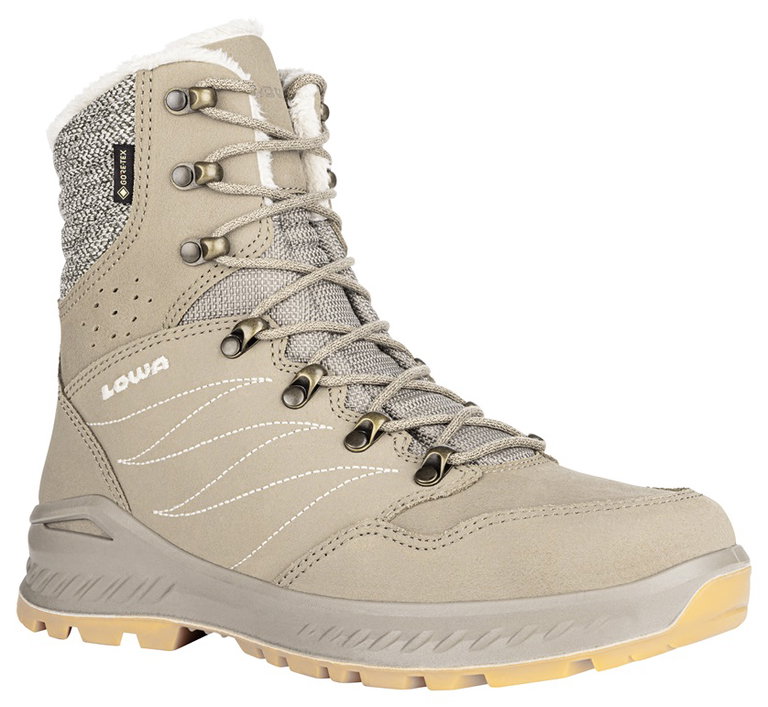 Lowa Winterstiefel Nabucco GTX (Veloursleder/Textil, wasserdicht) 2024 sandbraun/beige Damen