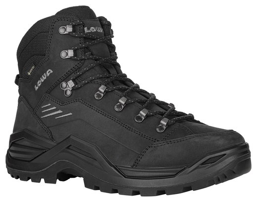 Lowa Renegade EVO Mid GTX Walking Shoes (All-Terrain, Nubuck Leather, Waterproof) Deep Black Men's