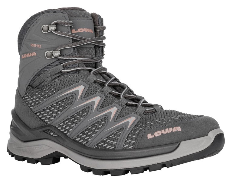 Lowa Wander-Travelschuhe Innox Pro Mid GTX (All-Terrain, Synthetik/Textil, wasserdicht) 2025 anthrazitgrau/rose Damen