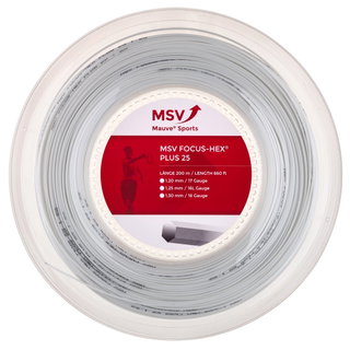 MSV Tennissaite Focus Hex Plus 25 (Haltbarkeit+Spin) weiss 200m Rolle