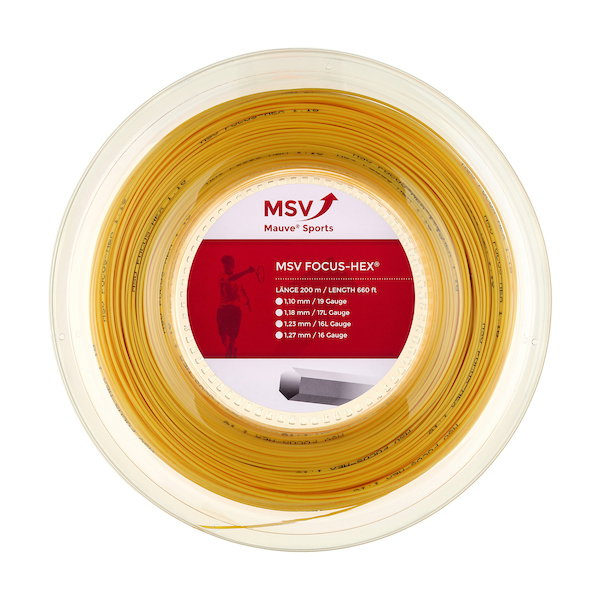 MSV Tenisowa struna Focus Hex (Trwałość+Spin) żółta 200m rolka