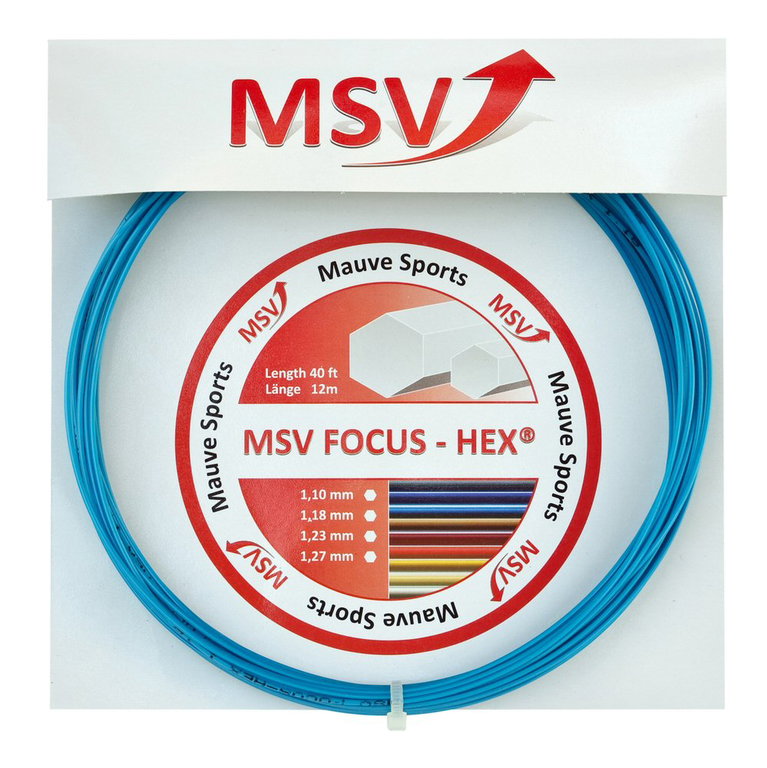 Besaitung mit Tennissaite MSV Focus Hex hellblau