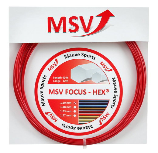 Stringing with tennis string Focus Hex (Durability+Spin) red