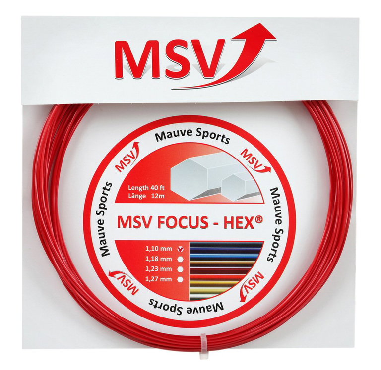 Stringing with tennis string Focus Hex (Durability+Spin) red