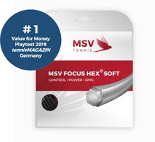 MSV Tennissaite Focus Hex Soft (Haltbarkeit+Kontrolle+Power+Spin) schwarz 12m Set