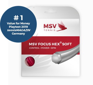 MSV Tennissaite Focus Hex Soft 1.25 (Haltbarkeit+Kontrolle+Power+Spin) rot 12m Set