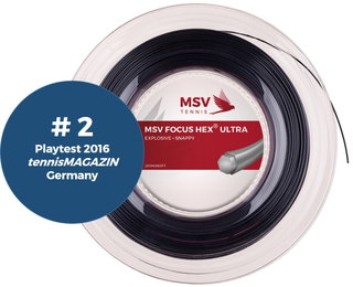 MSV Tennissaite Focus Hex Ultra (Spin+Spannungskonstanz) schwarz 200m Rolle