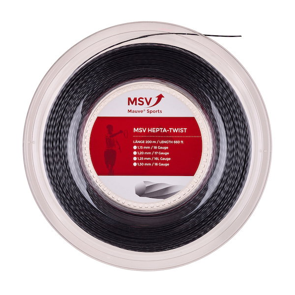 MSV Tennissaite Hepta Twist (Haltbarkeit+Spin) anthrazit 200m Rolle