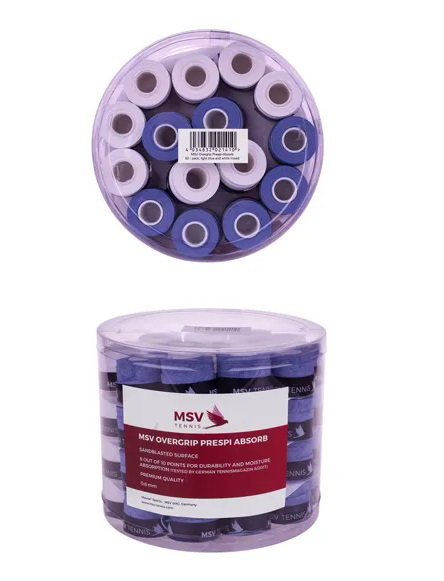 MSV Overgrip Prespi Absorb 0.6mm (Sweat absorption/Comfort) blue/white 60-pack Box