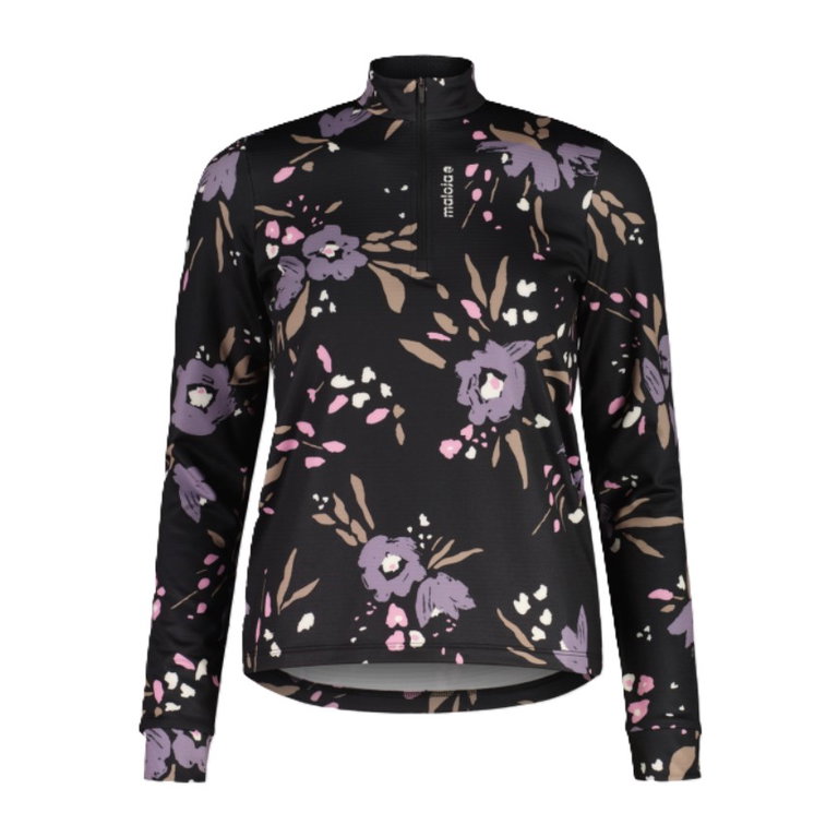 Maloja Halfzip-Langarmshirt SawangM Adventure Midlayer Shirt (warm, 4-Wege-Stretch) schwarz/blume Damen