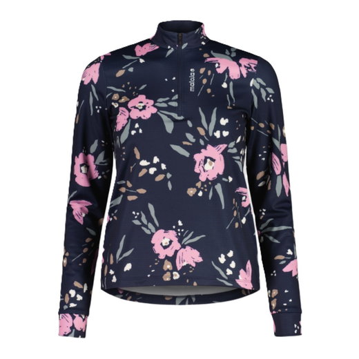 Maloja Halfzip-Langarmshirt SawangM Adventure Midlayer Shirt (warm, 4-Wege-Stretch) navyblau/blume Damen