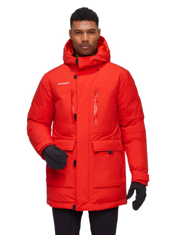 Mammut Winterjacke Arctic Insulated Hooded Parka (2-Lagen, wärmend dank Daunenfüllung) rot Herren