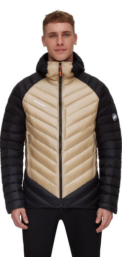 Mammut Winter-Daunenjacke Broad Peak Insulated Hooded (Kapuze, wärmend dank Daunenfüllung) beigebraun/schwarz Herren